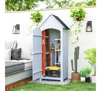 Armoire abri de jardin remise pour outils 3 étagères porte loquet toit pente bitumé dim. 77L x 54l x 179H cm bois sapin pré-huilé blanc