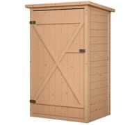 Armoire Abri De Jardin Remise Pour Outils Bois De Sapin Pré-Huilé Toit Bitumé Incliné - Grande Porte Verrouillable Loquet - 2 Étagères - Dim. 75l X 56l X 115h Cm