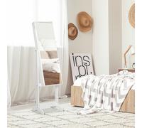 Outsunny Armoire Bijouterie Miroir Multifonction Porte Verrouillable Angle Ajustable Blanc Élégant | Aosom France