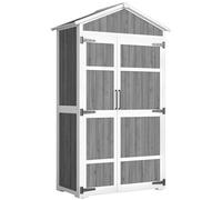 Outsunny Armoire de Jardin Abri de Jardin Étanche avec Toit en Métal Double Porte pour Outils de Jardinage 105x55x179cm Gris