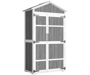 Outsunny Armoire de Jardin Abri de Jardin Étanche avec Toit en Métal Double Porte pour Outils de Jardinage 105x55x179cm Gris