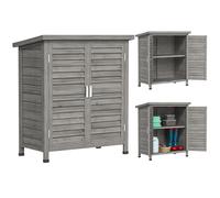 Outsunny Armoire de jardin 87×46,5×96,5 cm, étagère, portes persiennes, toit bitumé, Gris