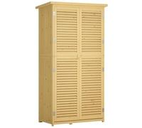Outsunny Abri Armoire de Jardin Remise pour Outils sur Pied Portes Persienne 2 étagères Toit Bitumé Bois Massif Pin Pré-Huilé 87 x 47 x 160 cm