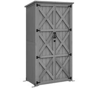 Outsunny Armoire de Jardin, abri Jardin sur Pied, avec 2 étagères, Toit incliné et bitumé, en Bois Massif, 90 x 54,5 x 161/168,5 cm, Gris