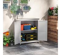 Outsunny Armoire de jardin, armoire extérieure avec plan de travail, armoire à outils, bois massif, acier, 79L x 43l x 92H cm, Gris