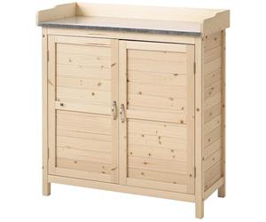 Outsunny Armoire de jardin avec table basse en bois - Armoire à outils avec 2 étagères - Abri de jardin extérieur naturel 83 x 40 x 92 cm