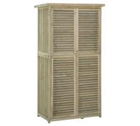 Armoire de jardin portes persiennes 2 étagères bois pin