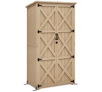 Armoire De Jardin Abri De Jardin 2 Portes Croisillons 2 Étagères Toit Bitumé Bois Sapin Pré-Huilé