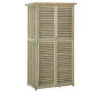 Outsunny Armoire de jardin 79x42x160 - 2 étagères portes persiennes toit bitumé pin autoclave gris