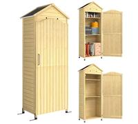 Outsunny Armoire de Jardin en Bois 213cm de Haut pour Terrasse Bois Naturel