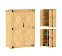 Outsunny Armoire de jardin en bois, abri de jardin avec double porte verrouillable, toit en asphalte, étagère 116,5x57x167cm, résistant aux intempéries, abri de jardin pour le jardin, la terrasse,