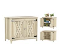Outsunny Armoire de Jardin en Bois avec étagères et Double Portes, Placard de Jardin en Bois, Armoire à Outils 110 x 60 x 88,5 cm Effet Bois Naturel