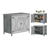 Outsunny Armoire de Jardin en Bois avec étagères et Double Portes, Placard de Jardin en Bois, Armoire à Outils, 110 x 60 x 88,5 cm, Gris Clair