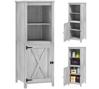 Outsunny Armoire de jardin en bois - Résistant aux intempéries - 60 x 60 x 160 cm - Avec porte - Hauteur réglable - Verrouillable - Abri de jardin pour jardin, terrasse, arrière-cour, gris clair