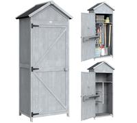 Outsunny Armoire de Jardin en Sapin avec Étagères 77x52,5x178 cm Gris
