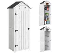 Outsunny Armoire de Jardin Extérieur Abri Jardin Bois 3 Étagères Gris Clair