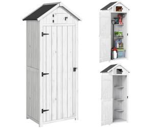 Outsunny Armoire de Jardin Extérieur Abri Jardin Bois 3 Étagères Gris Clair