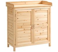 Outsunny Armoire de Jardin Remise pour Outils sur Pied Placard avec Double Porte et étagère Interne en Bois Massif Sapin pré-huilé dim. 83L x 40l x 92H cm Naturel
