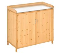 Outsunny Armoire de Jardin sur Pied Table de rempotage 2 en 1 - Table de Jardinage Double Porte, étagère, Plateau tôle Acier galvanisé - Table de Plantation Bois de cèdre pré-huilé