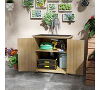 Outsunny Armoire de rangement en bois pour le jardin, Double Porte étagère réglable et Toit bitumé bois sapin
