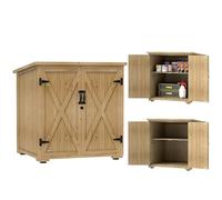 Outsunny – Armoire de jardin 2 portes – Bois sapin, toit bitumé – 77,5x88x90 cm
