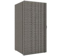 Outsunny Armoire d'extérieur et intérieure en rotin PE, armoire de jardin avec 2 compartiments pour terrasse et bord piscine, 60 x 63 x 120 cm, gris