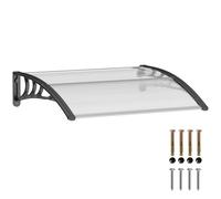 Outsunny Auvent de Porte d'entrée, Toit Marquise de Porte Exterieur en Polycarbonate et Aluminium résistante Toit abri Protection Contre la Pluie et UV pour terrasse, Balcon, 100 x 75 cm, Transparent