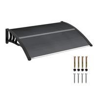 Outsunny Auvent de Porte d'entrée, Toit Marquise de Porte Exterieur en Polycarbonate et Profil Aluminium résistante Toit abri Protection Contre la Pluie et UV pour terrasse, Balcon, 100x75cm, Noir