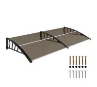 Outsunny Auvent de Porte d'entrée, Toit Marquise de Porte Exterieur en Polycarbonate et Profil Aluminium résistante Toit abri Protection Contre la Pluie et UV pour terrasse, Balcon, 200x9 cm, Marron