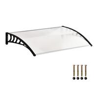 Outsunny Auvent de Porte d'entrée, Toit Marquise de Porte Exterieur en Polycarbonate et Profil Aluminium résistante Toit abri Protection Contre la Pluie et UV pour terrasse, Balcon, 150x90cm, Blanc