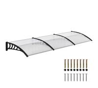 Outsunny Auvent de Porte d'entrée, Toit Marquise de Porte Exterieur en Polycarbonate et Profil Aluminium résistante Toit abri Protection Contre la Pluie et UV pour terrasse, Balcon, 303x96cm, transp.