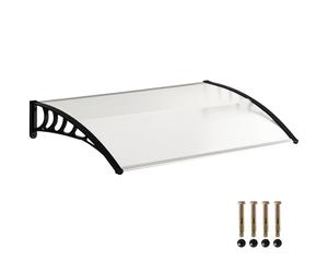 Outsunny Auvent de Porte d'entrée, Toit Marquise de Porte Exterieur en Polycarbonate et Profil Aluminium, Protection Contre la Pluie et UV pour terrasse, Balcon, 122x89cm, Blanc