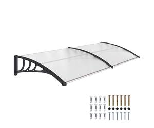 Outsunny Auvent de Porte d'entrée, Toit Marquise de Porte Exterieur en Polycarbonate et Profil Aluminium résistante Toit abri Protection Contre la Pluie et UV pour terrasse, Balcon, 195x75cm, transp.