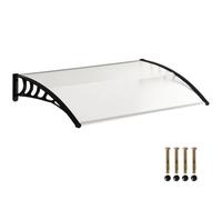 Outsunny – Auvent de porte Marquise voûtée 122 x 89 cm Polycarbonate Profil aluminium Blanc