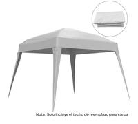 Outsunny Auvent de rechange pour tonnelle pliante de jardin avec base 3 x 3 m en tissu Oxford avec protection UPF 50+ fermetures Velcro et crochets Blanc 2,4 x 2,4 m