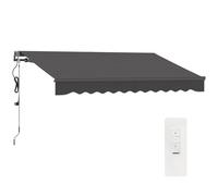 Outsunny Auvent électrique rétractable et manuel avec télécommande, 3 x 2,5 m, auvent d'extérieur et terrasse enroulable avec manivelle, cadre en aluminium et protection UV30+ pour jardin, porte
