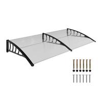 Outsunny Auvent extérieur 200x96cm Polycarbonate Noir