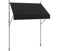 Outsunny Auvent manuel rétractable pour extérieur, terrasse, 2 x 1,2 m, hauteur réglable, avec manivelle, protection UV30+ sans perçage pour jardin, balcon, patio, noir