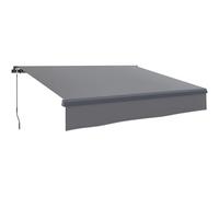 Outsunny Auvent manuel rétractable pour extérieur, terrasse, enroulable et réglable, avec manivelle, protection UV50+, structure en aluminium et métal pour balcon ou jardin Gris 3 x 2 m