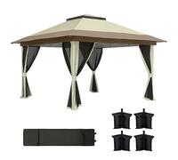 Outsunny Auvent Pliant 3.6x3.6m Anti-UV Hauteur réglable crème