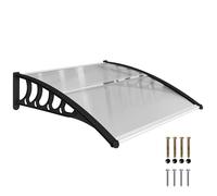 Outsunny Auvents extérieurs pour Portes et fenêtres, 103 x 96,5 cm, auvent de Protection Contre Le Soleil et la Pluie, avec Couverture en Polycarbonate, Barres en Alliage d'aluminium, Transparent