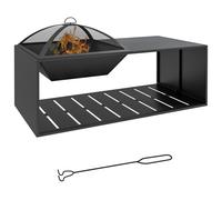 Outsunny Bac à feu Corbeille à feu avec grille pare-étincelles Foyer avec support Métal
