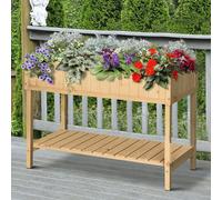 Outsunny Bac à Fleurs surélevé 6 Compartiments Table de Plantation Bois de sapin 1 étagère + Drainage