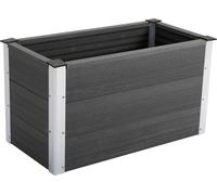 Outsunny Bac à fleurs surélevé en aluminium, bac à fleurs, résistant aux intempéries, sans fond, 100x50x55,5cm pour terrasse, balcon, bac à fleurs pour fleurs, plantes, Gris