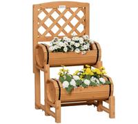 Outsunny Bac à fleurs surélevé en bois avec treillis 45x45x80 cm Jaune