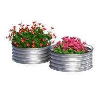 Outsunny Bac à Fleurs surélevé en métal, Set de 2 bacs à Fleurs, bac à Herbes aromatiques, bac à Plantes avec Fond Ouvert, bac à légumes pour Jardin, Balcon, Argent, 60 x 60 x 30 cm