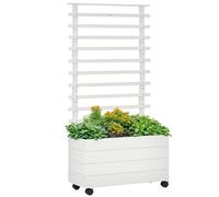 Outsunny Bac à plantes blanc avec treillis lit surélevé 76x30x155 cm