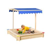 Outsunny Bac à sable bois carré 1,2×1,2×1,2 m – Toit réglable (hauteur & inclinaison) – Pin naturel
