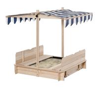 Outsunny Bac à Sable carré en Bois pour Enfants dim. 106L x 106l cm avec bancs et Couvercle - auvent réglable