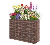 Outsunny Bac surélevé à pieds réglables, bac en rotin avec insert amovible pour terrasse et balcon, marron